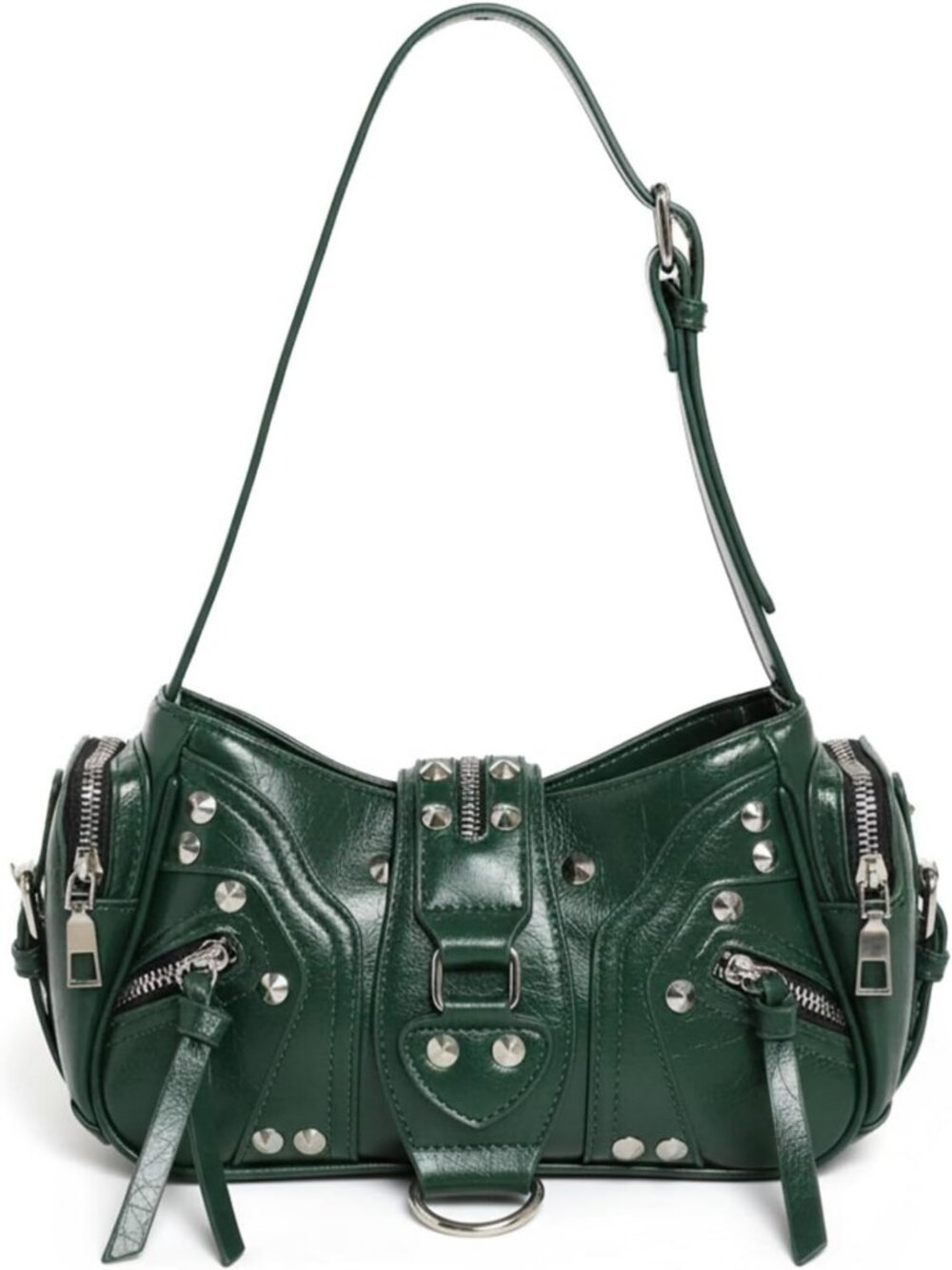 Trendy Y2K Small Shoulder Bag, Buckle Hobo Style, Studded Gothic Purse for Women